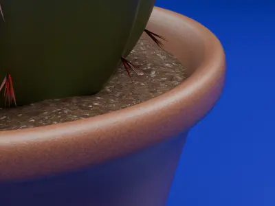 Cactus in a clay pot Low-poly 3D model