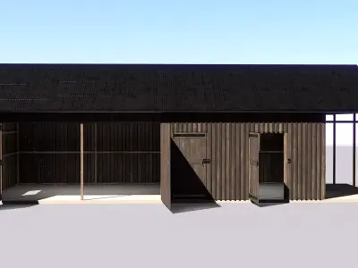 Wooden Garage for Car and Motorcycle with Small Workshop V2 Low-poly 3D model