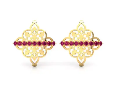 Flower Ornate Stud Earrings 3D print model