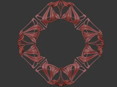 Art Nouveau circle frame 4 3D print model