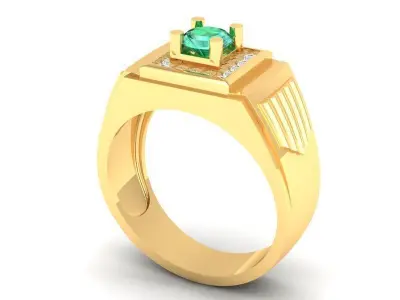Luxury Emerald Square Men Ring 341 3D print model