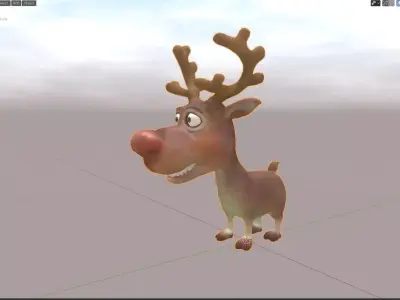 Rudolph -nosed reindeer Low-poly 3D model