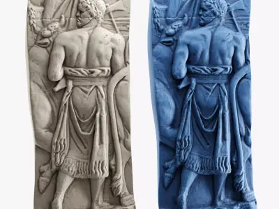 Classic greek man relief Low-poly 3D model