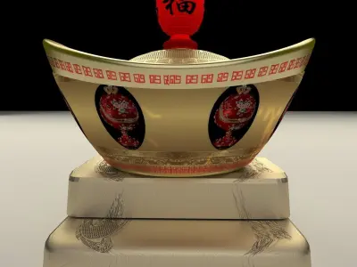 Chinese Gold Ingot  3D model 3