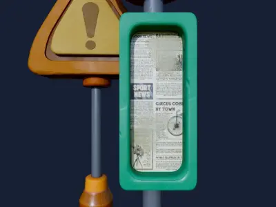 Stylized Road sign  Low-poly 3D model