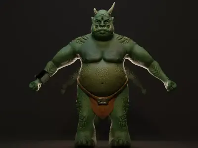 Ghoul creepy with horn Ready for game Low-poly 3D model