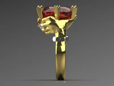 Luxury yellow gold ring with red ruby model jr00121 3D print model