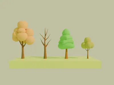 Low Poly Cartoon Trees Free Pack Free low-poly 3D model