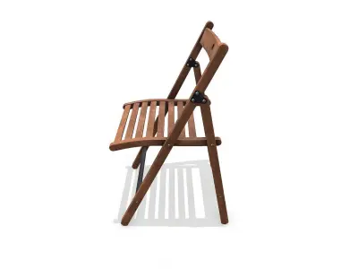 Old Wooden Folding Chair low-poly PBR Low-poly 3D model