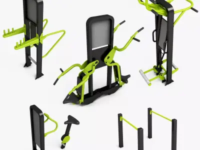 Outdoor gym equipments Low-poly 3D model