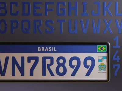 Customizable Brazilian license plate 3D model