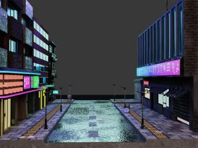 Cyberpunk Street 3 Low-poly 3D model