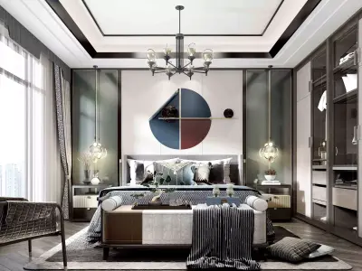 Modern luxury bedroom 34 3D model