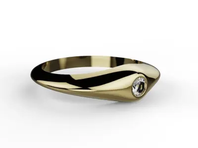 One stone gem diamond ring 3D print model 3D print model