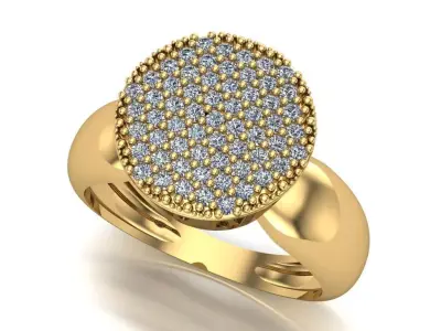 Round top cluster ring with 61 brilliant-cut stones 3D print model