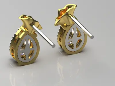 Diamond Bag Stud Earrings je0101 3D print model