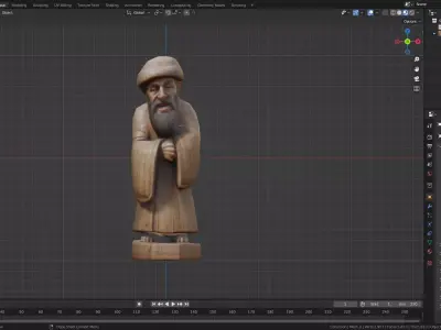Old Man Wooden statue for game asset or 3d printing 3D model