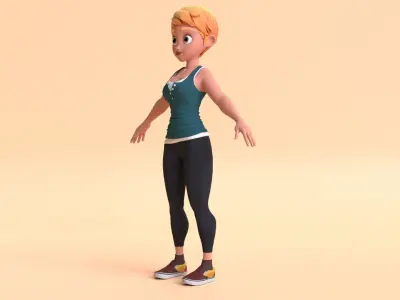 Cartoon Girl Character Model Low-poly 3D model