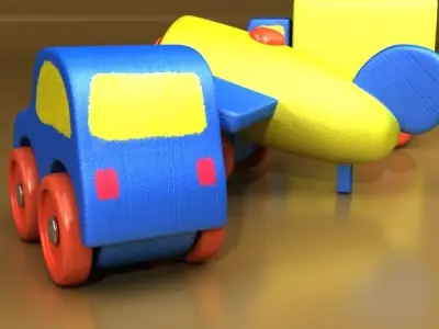 Wooden Toy Car Truck 3D model