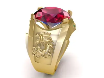 Luxury Dragon Ruby Ring for Men  207 3D print model