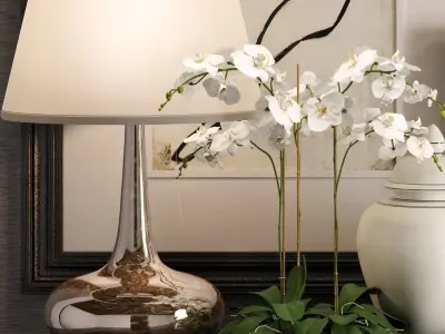 Decoration set 1 table with two vases and lamp 3D model