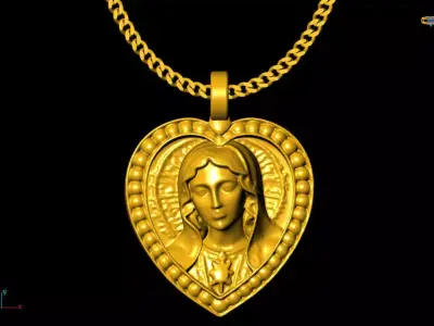 Virgion mary pendant charms - one inch pendant 3D print model