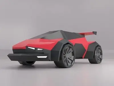 Lowpoly scifi racer concept Low-poly 3D model