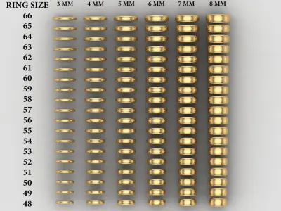 simple ring all sizes and width collection 38-MWCG 3D Model Pack