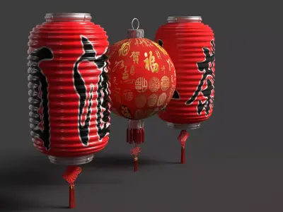 Chinese  red  lantern   3D model get