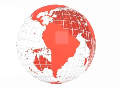 Globe News Skeleton Alizarin Red Color 3D model