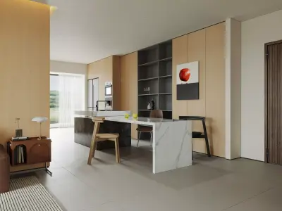 Modern living room dining room interior scenes 126 3D model