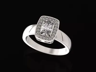 elegant engagement ring with diamond oval 468 3D print model