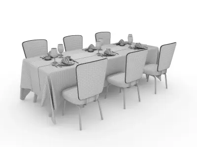 Banquet Table and Chair 149 3D model