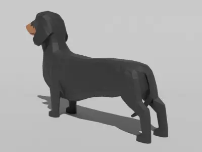 Low Poly Cartoon Dachshund Dog Low-poly 3D model