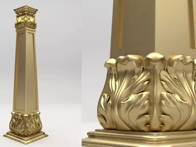Carved Column 3D model purchase