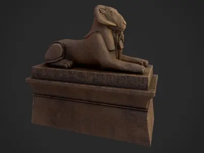 Criosphinx egyptian sphinx statue Low-poly 3D model