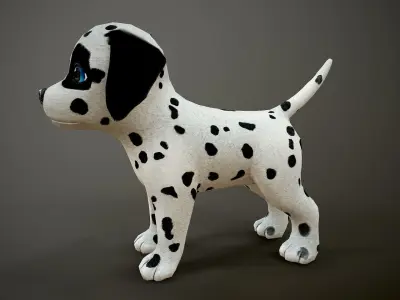 Dalmatian stuffed dog Low-poly 3D model
