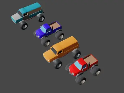 Stylish Monster Truck Pack Low-poly 3D model