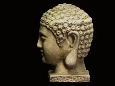 Buddha Stone Head Statue Decoration 3D model