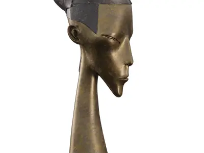 Modern Elongated Head Bronze Sculpture - Abstract 3D model