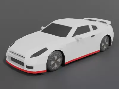 Low Poly Cartoon Sports Car Low-poly 3D model