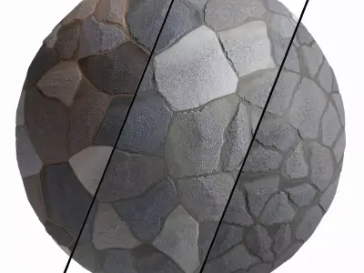 Stone Wall Material 12- By 3 color Pbr By Sbsar 4k Low-poly 3D model