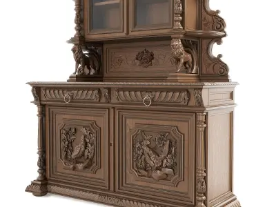 Medieval sideboard cabinet 3D model