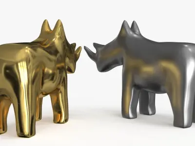Rhino Figurines Statuette Low-poly 3D model