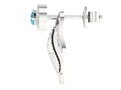 Light Weight White Gold Diamond Earring  -EAR-024 3D print model