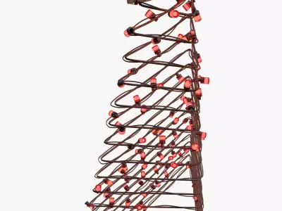 Wire Christmas Tree with LED Lights M1 3D model