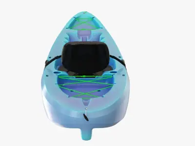 Kayak 02 and paddle 3D model
