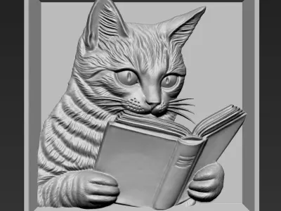 Cat Reading A40 3D print model