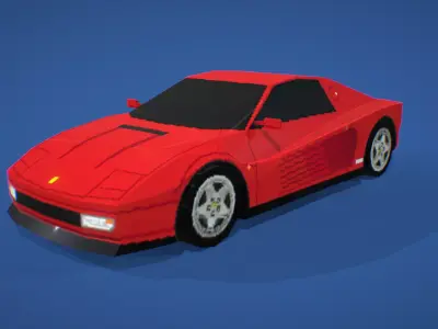 Ferrari Testarossa PS1 Style Low-poly 3D model