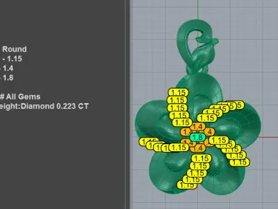 Large Diamond Flower Pendant  3D print model
